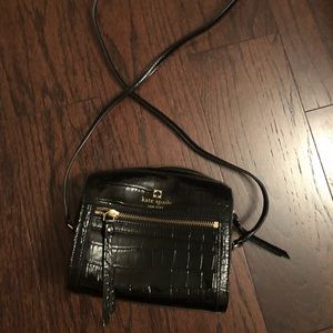 Kate Spade Black croc crossbody